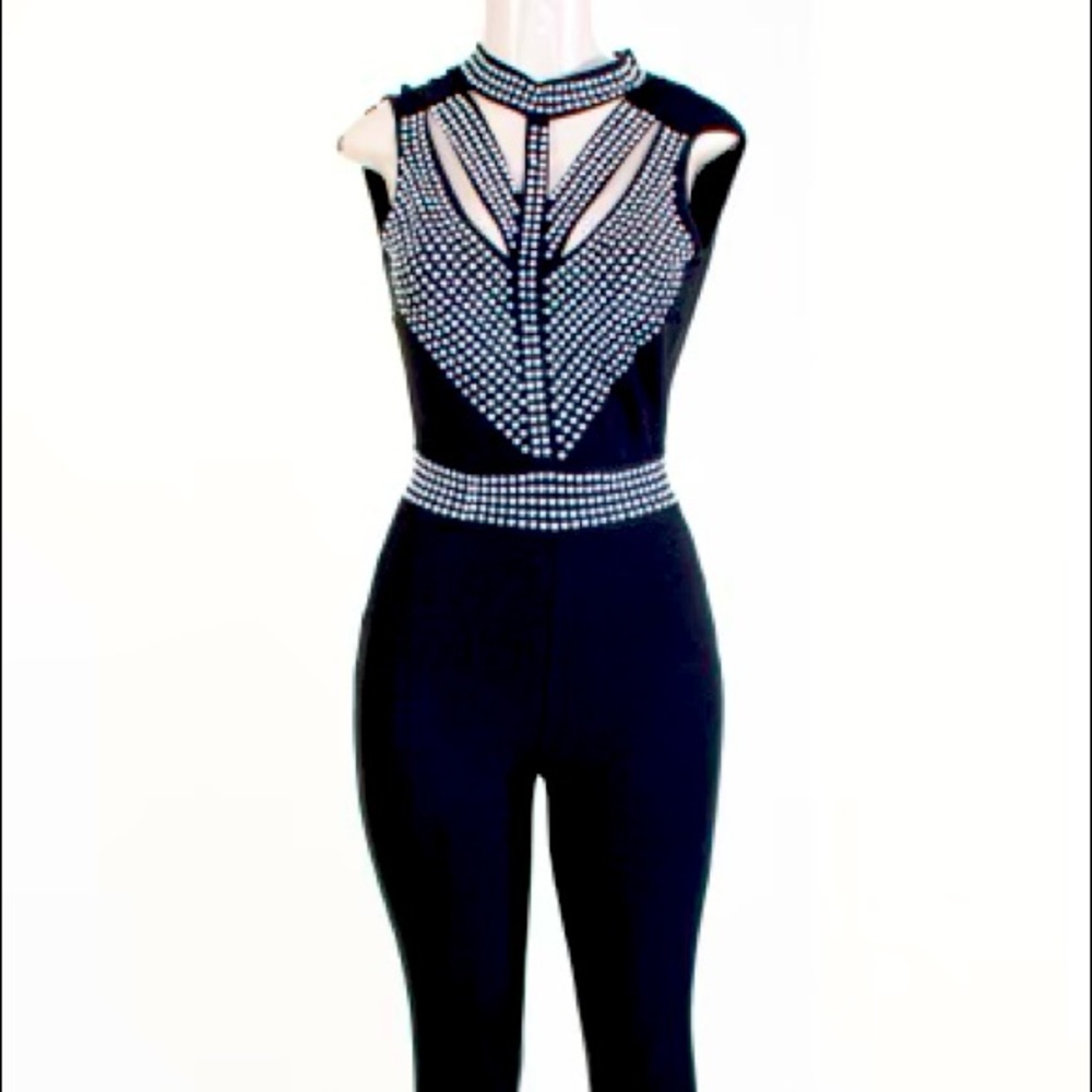 Bandage jumpsuit negro